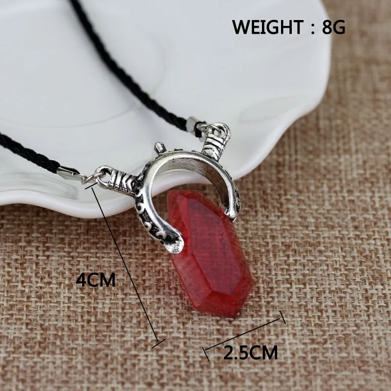 Red Blue Crystal Pendant Necklace For Women Men Fashion Jewelry