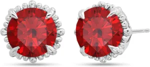 Red Ruby Earrings for Women Sterling Silver Gemstone July Birthstone Earrings Ruby Stud Earrings for Women Lab Created Ruby Earrings Studs Ruby Jewelry Womens Round Stone Earings Set Hypoallergenic