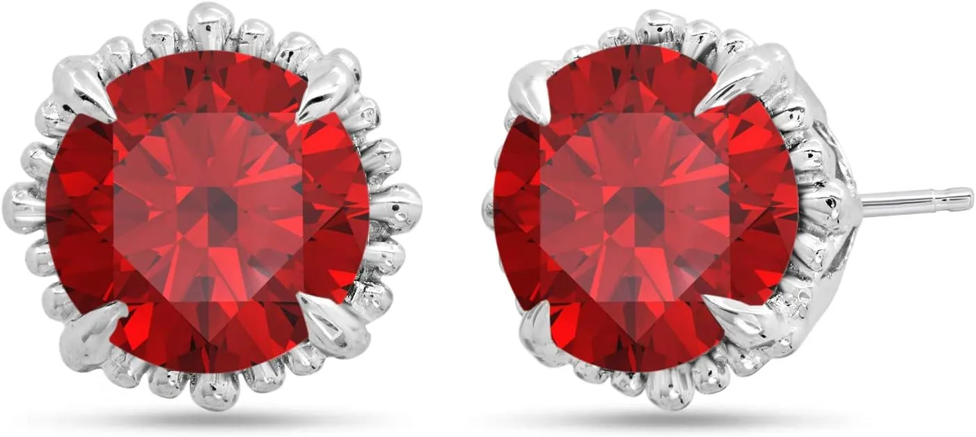 Red Ruby Earrings for Women Sterling Silver Gemstone July Birthstone Earrings Ruby Stud Earrings for Women Lab Created Ruby Earrings Studs Ruby Jewelry Womens Round Stone Earings Set Hypoallergenic
