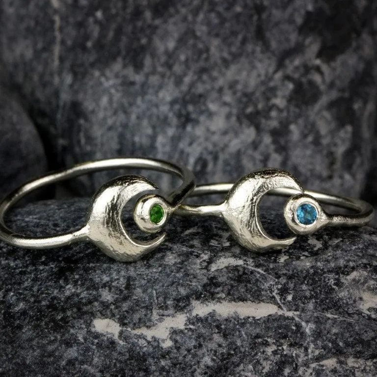 Rings for Teen Girls,Stacking Rings,Moon Ring,Cute Rings,Topaz Ring,Sterling Silver Rings,Promise Rings for Her,Custom Rings for Women