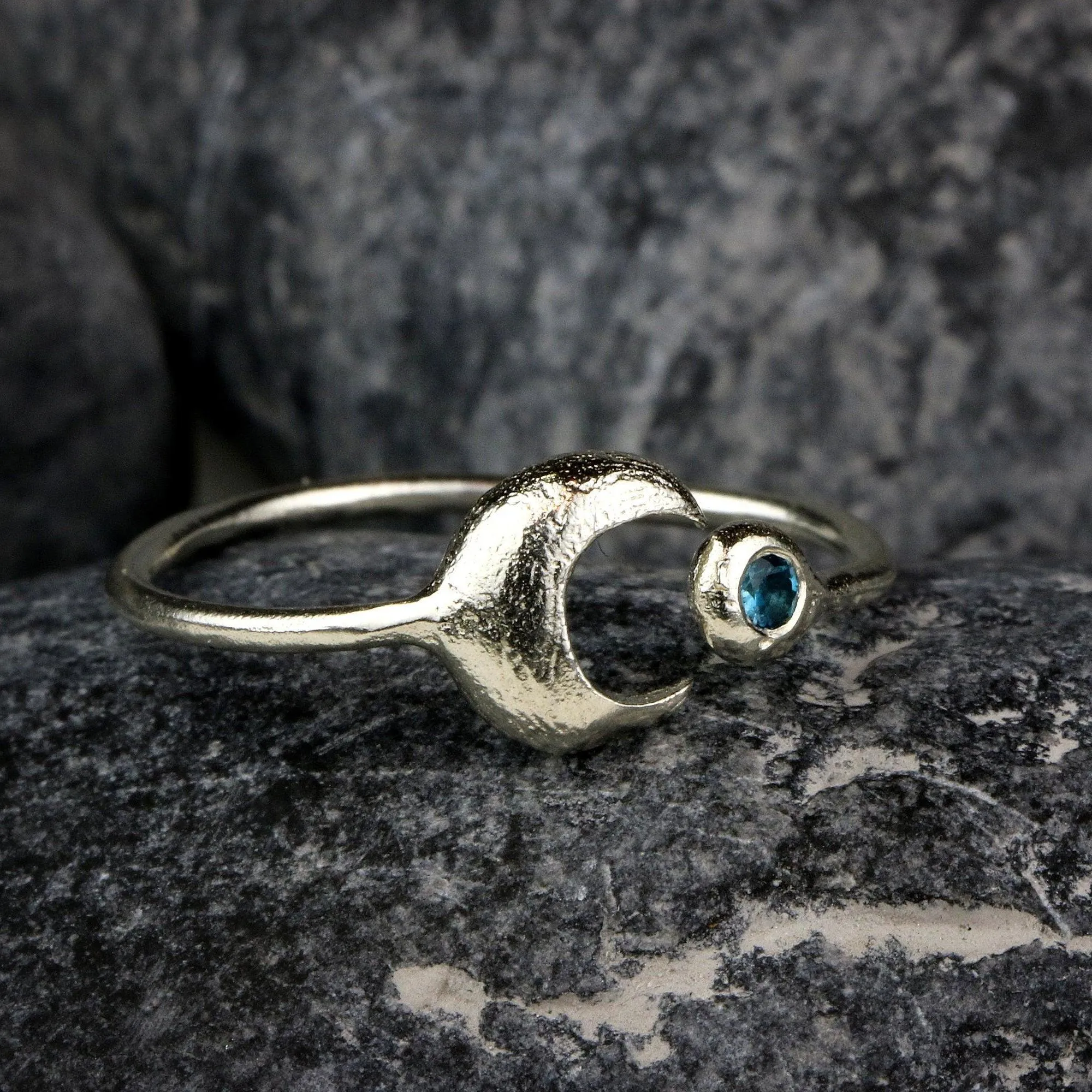 Rings for Teen Girls,Stacking Rings,Moon Ring,Cute Rings,Topaz Ring,Sterling Silver Rings,Promise Rings for Her,Custom Rings for Women