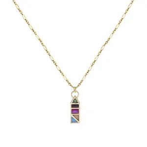 ROMA Necklace with TABLEAU Rainbow Elongated Pendant