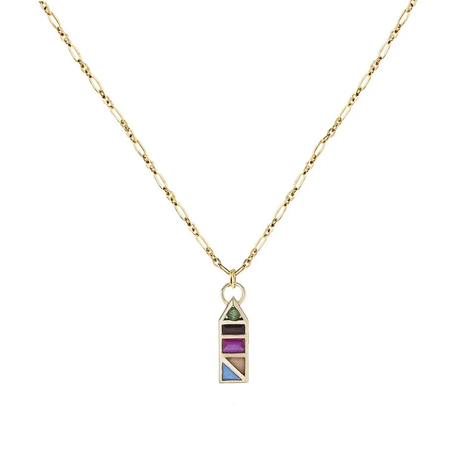 ROMA Necklace with TABLEAU Rainbow Elongated Pendant