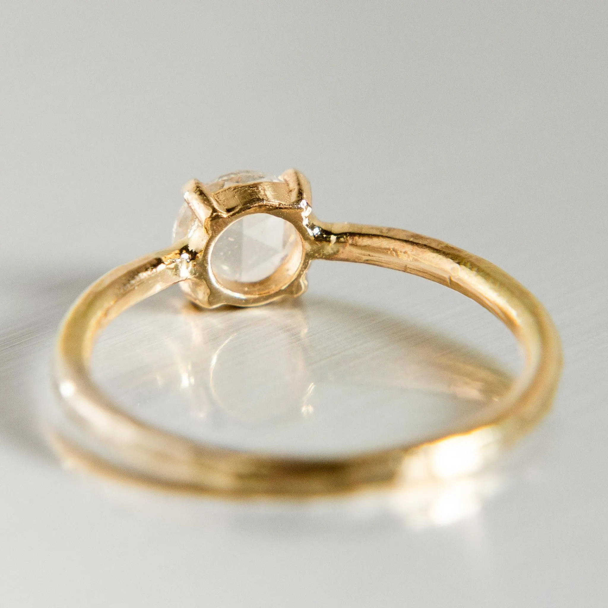 Rose-Cut White Diamond Ring in 14k Yellow Gold