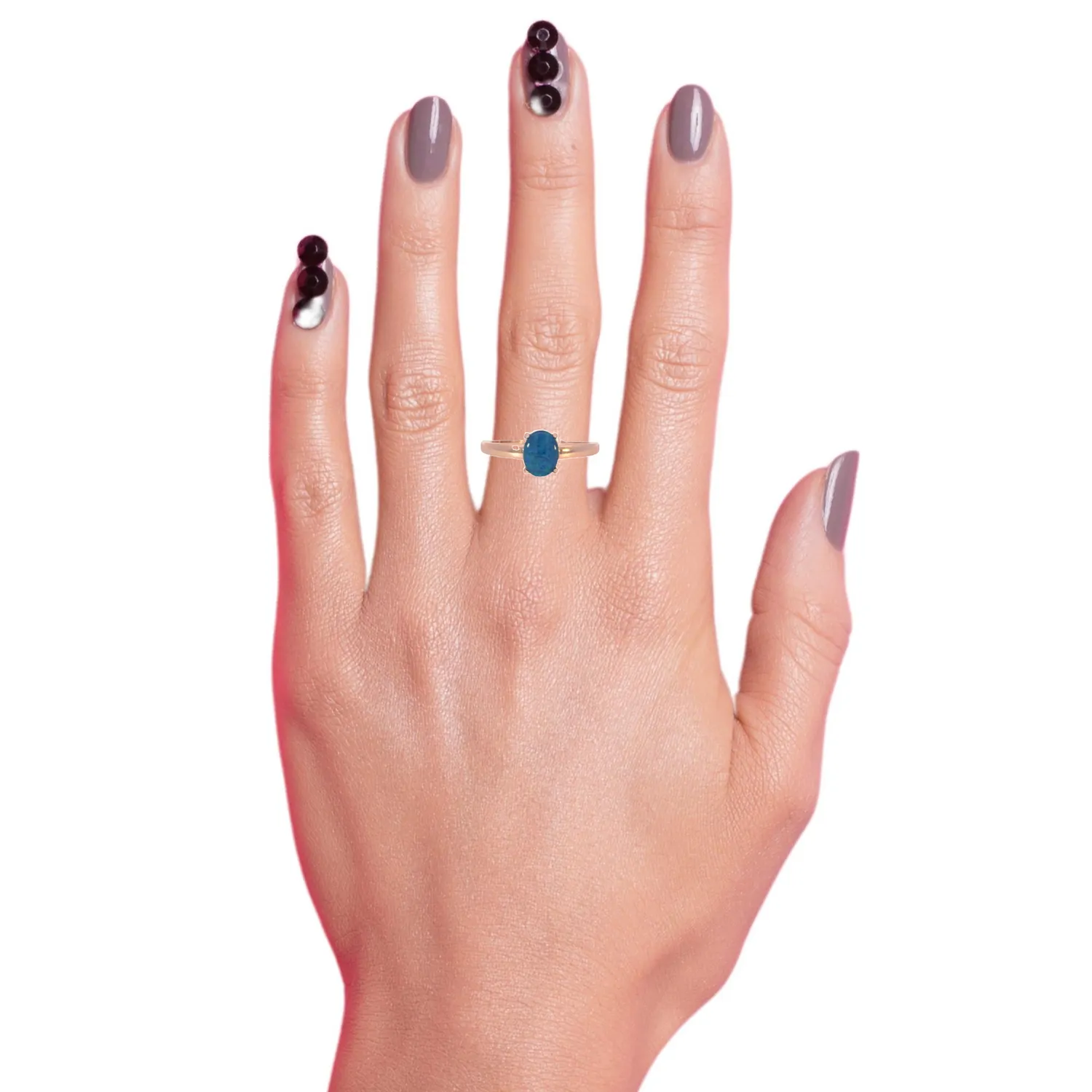 Rose Gold plated silver solitaire 8x6mm Opal triplet ring