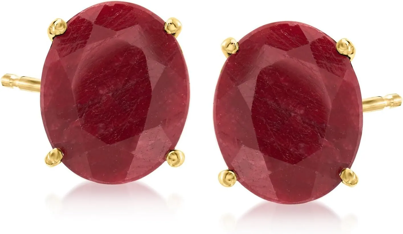Ross-Simons 9.60 ct. t.w. Ruby Earrings in 18kt Gold Over Sterling