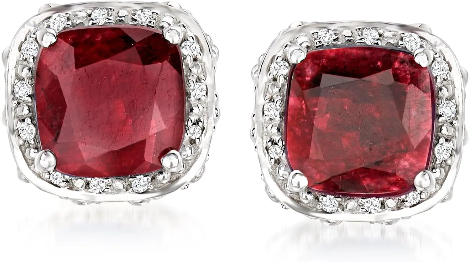 Ross-Simons Gemstone and .10 ct. t.w. White Topaz Stud Earrings in Sterling Silver
