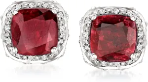 Ross-Simons Gemstone and .10 ct. t.w. White Topaz Stud Earrings in Sterling Silver