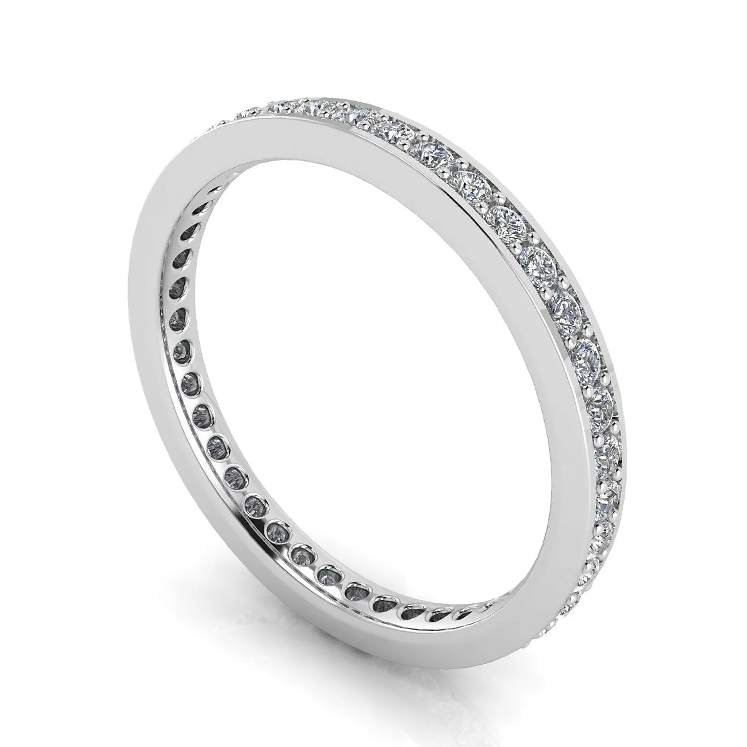 Round Brilliant Cut Diamond Channel Pave Set Eternity Ring In 14k White Gold  (0.72ct. Tw.) Ring Size 7.5