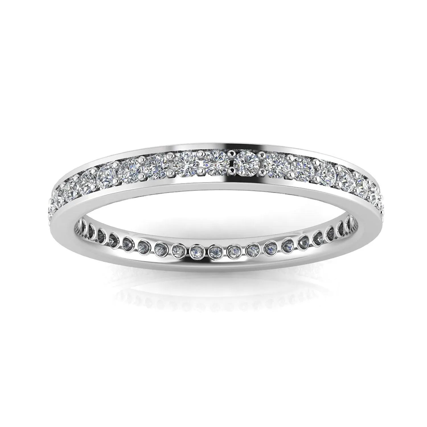 Round Brilliant Cut Diamond Channel Pave Set Eternity Ring In 14k White Gold  (0.72ct. Tw.) Ring Size 7.5