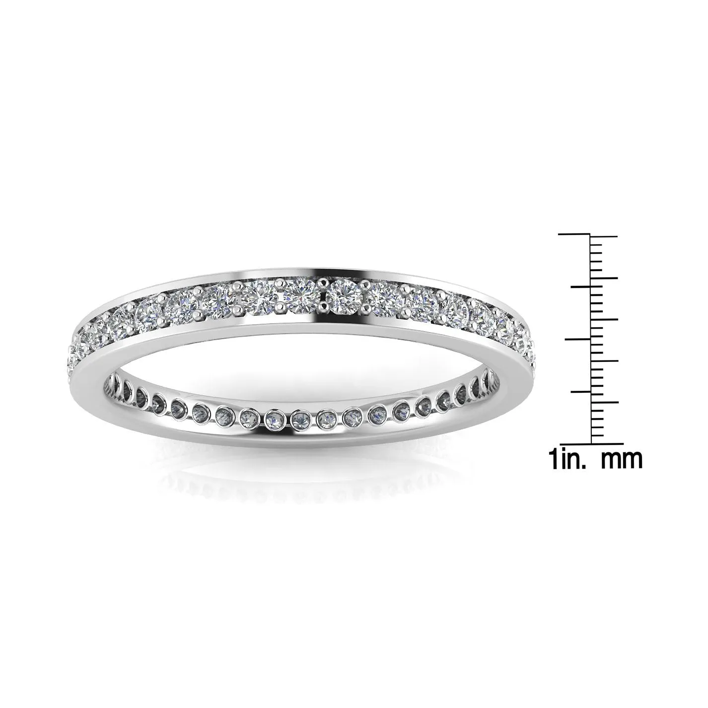 Round Brilliant Cut Diamond Channel Pave Set Eternity Ring In 14k White Gold  (0.72ct. Tw.) Ring Size 7.5