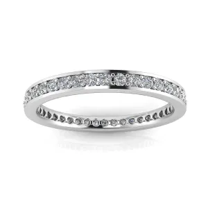 Round Brilliant Cut Diamond Channel Pave Set Eternity Ring In 14k White Gold  (0.72ct. Tw.) Ring Size 7.5