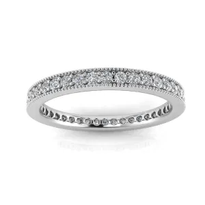 Round Brilliant Cut Diamond Pave & Milgrain Set Eternity Ring In Platinum  (0.7ct. Tw.) Ring Size 6.5