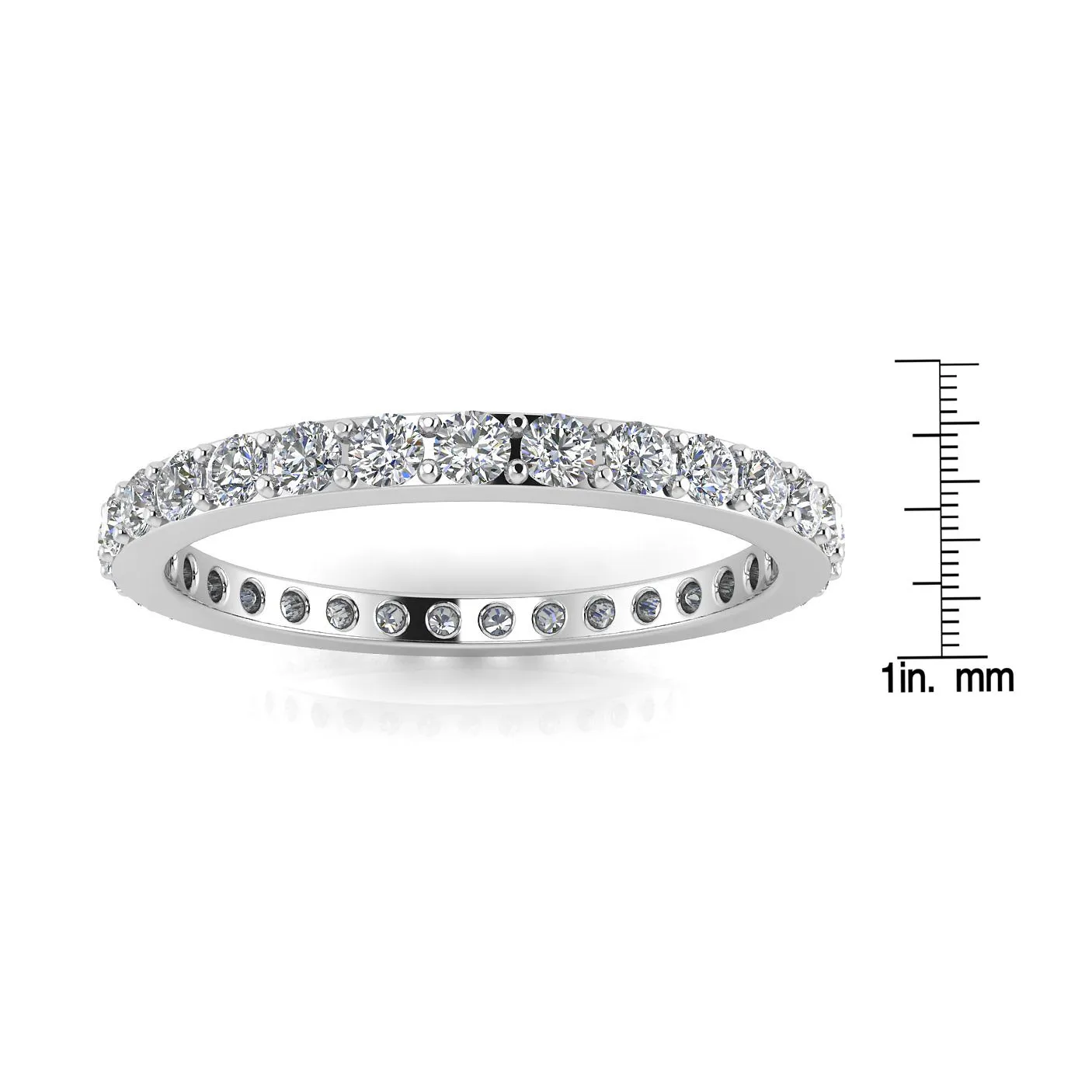 Round Brilliant Cut Diamond Pave Set Eternity Ring In Platinum  (0.43ct. Tw.) Ring Size 5