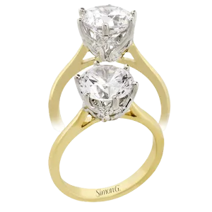 Round-Cut Engagement Ring in 18k Gold with Diamonds LR3378 WHITE 18K X 2T