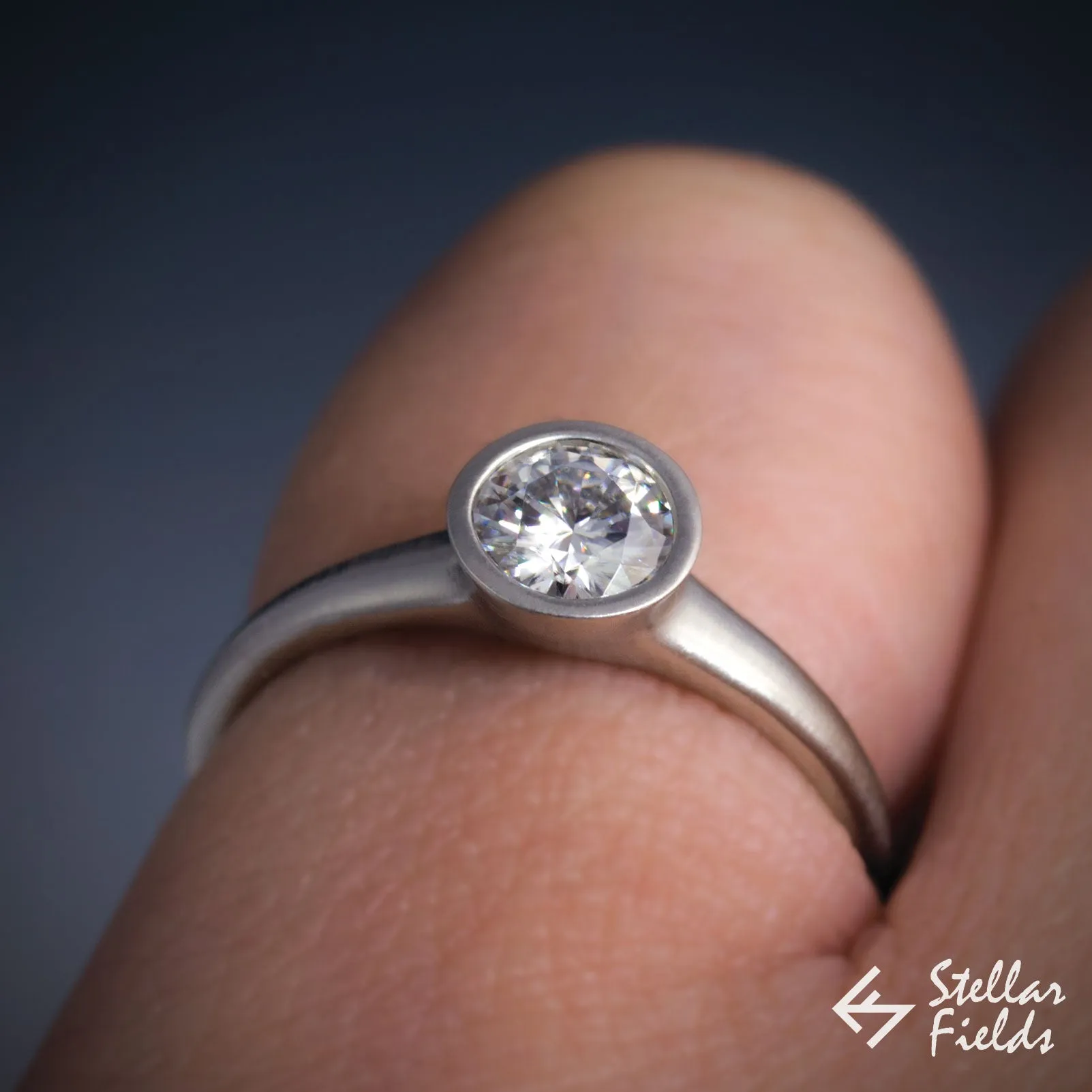 Round Diamond Full Bezel Set Engagement Ring