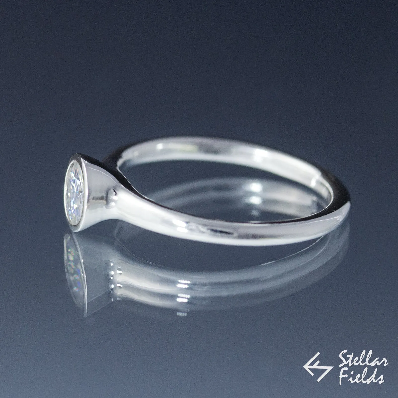 Round Diamond Full Bezel Set Engagement Ring