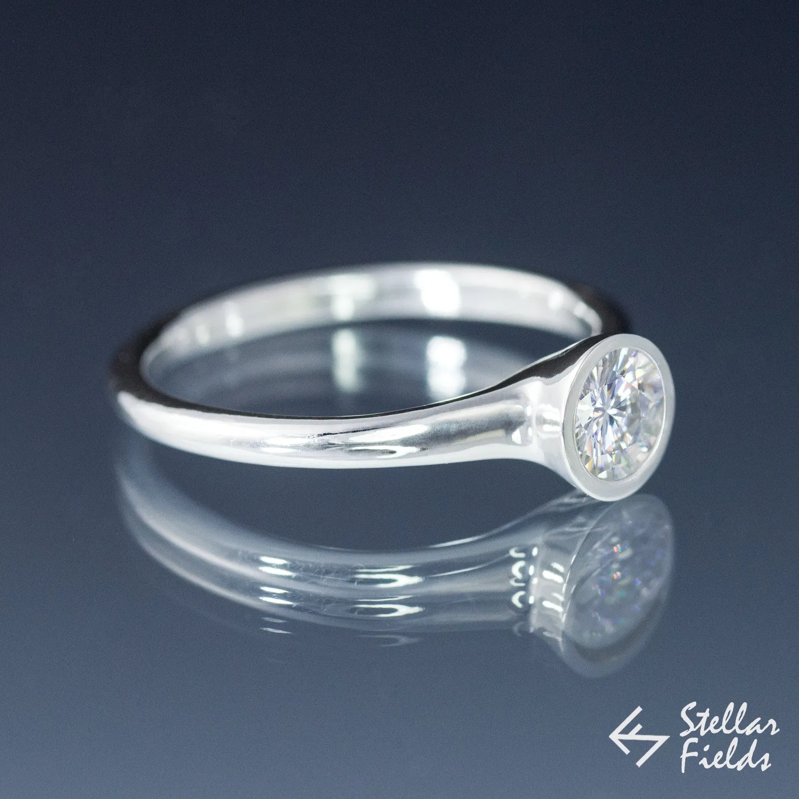 Round Diamond Full Bezel Set Engagement Ring