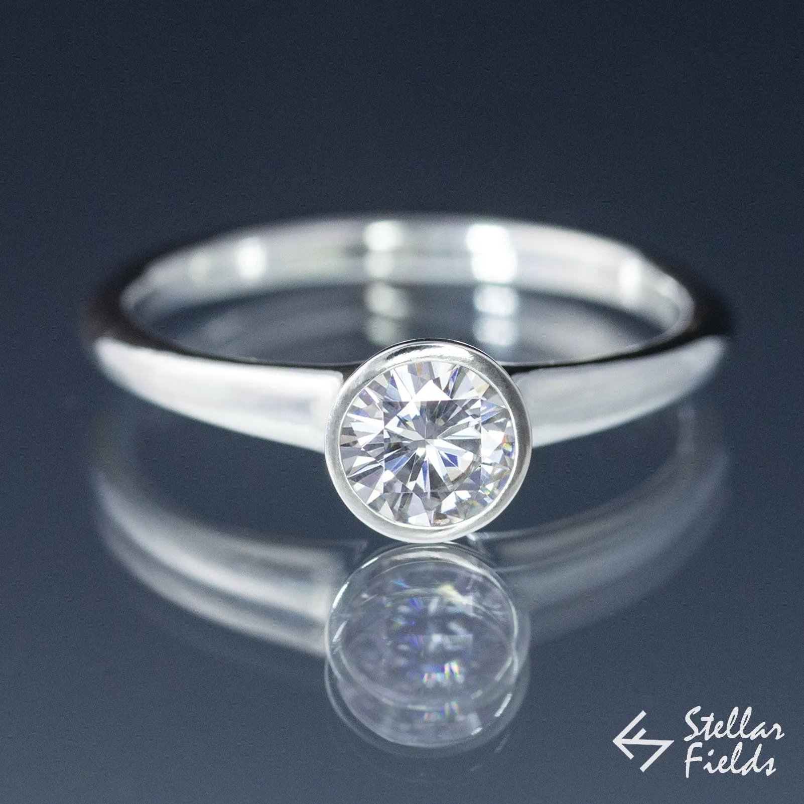 Round Diamond Full Bezel Set Engagement Ring