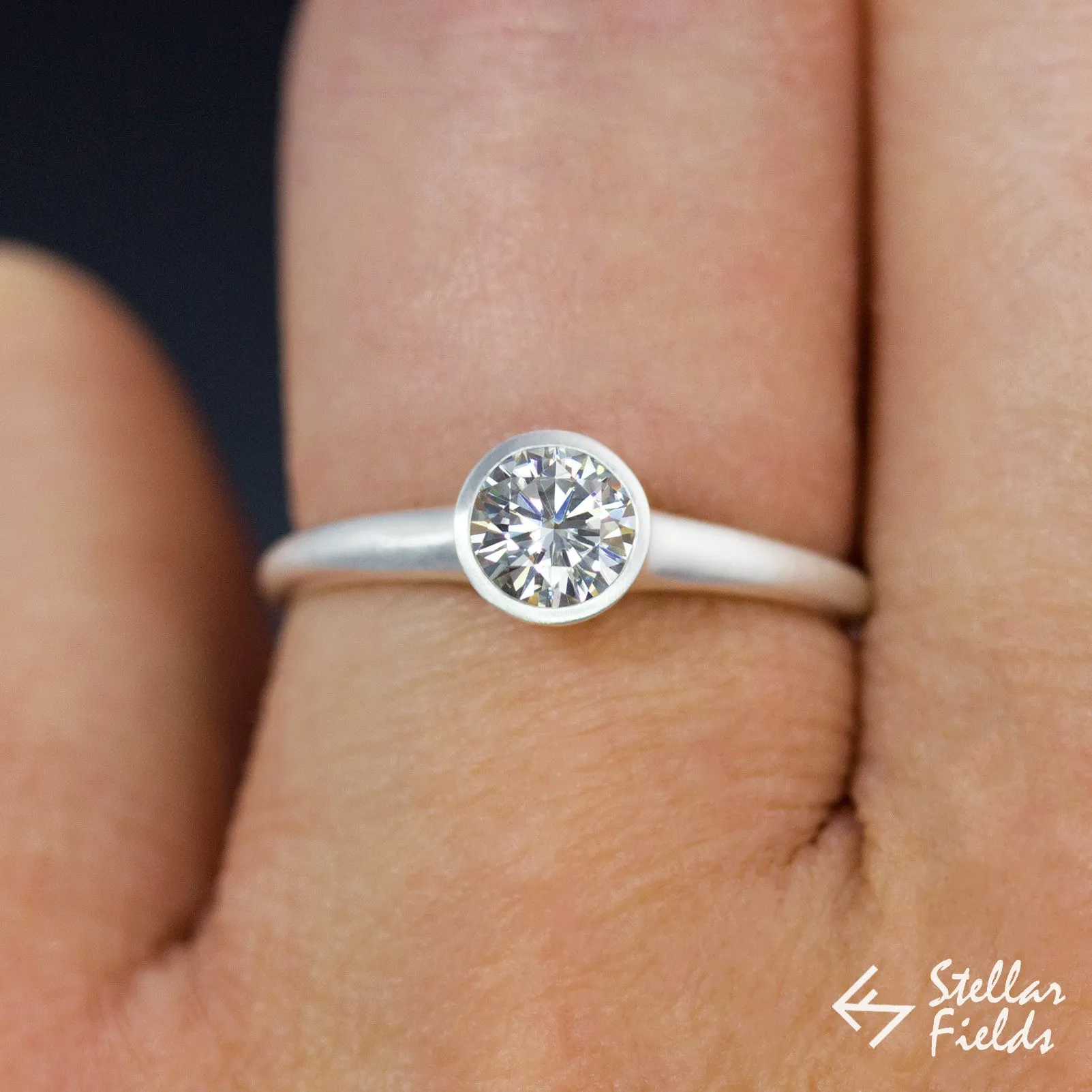 Round Diamond Full Bezel Set Engagement Ring