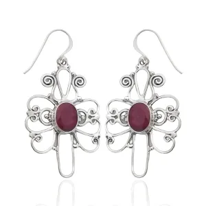 Ruby Earrings Dangle, 925 Sterling Silver Earrings For Women, Silver Dangle Earrings, July Birthstone, Bezel Set Oval Red Gemstone, Statement Earrings, Hypoallergenic, Mothers Day Gift