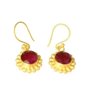 Ruby Earrings, Ruby Stone Earrings, Dangle Earrings, Sterling Silver Jewelry, Engagement Gift, Earrings For Her, Natural Ruby Earrings, Minimalist Earrings, Statement Earrings, Dainty Boho Earrings
