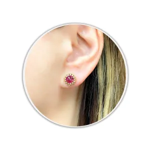 Ruby Gemstone Studs - July Birthstone Stud Earrings ?C Ruby Earrings Jewelry ?C 8mm Ruby Crystal Earrings in Silver and Gold Filled ?C Round Ruby Studs Earrings (gold-filled)