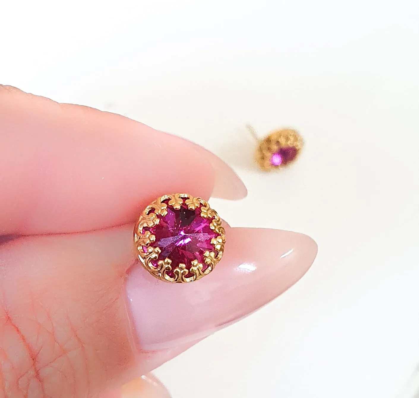 Ruby Gemstone Studs - July Birthstone Stud Earrings ?C Ruby Earrings Jewelry ?C 8mm Ruby Crystal Earrings in Silver and Gold Filled ?C Round Ruby Studs Earrings (gold-filled)