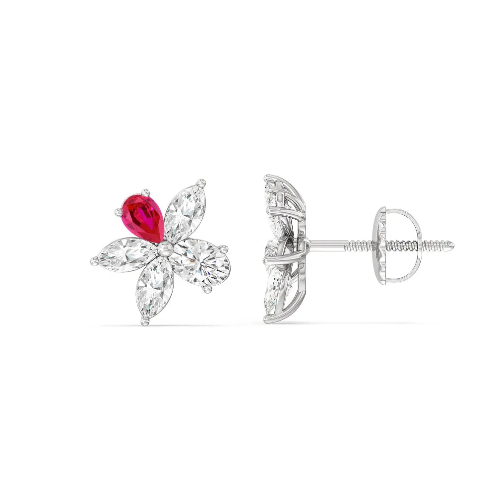 Ruby Petal Plumeria Studs