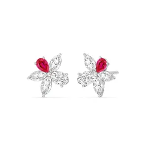 Ruby Petal Plumeria Studs