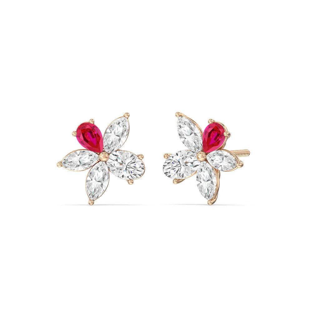 Ruby Petal Plumeria Studs