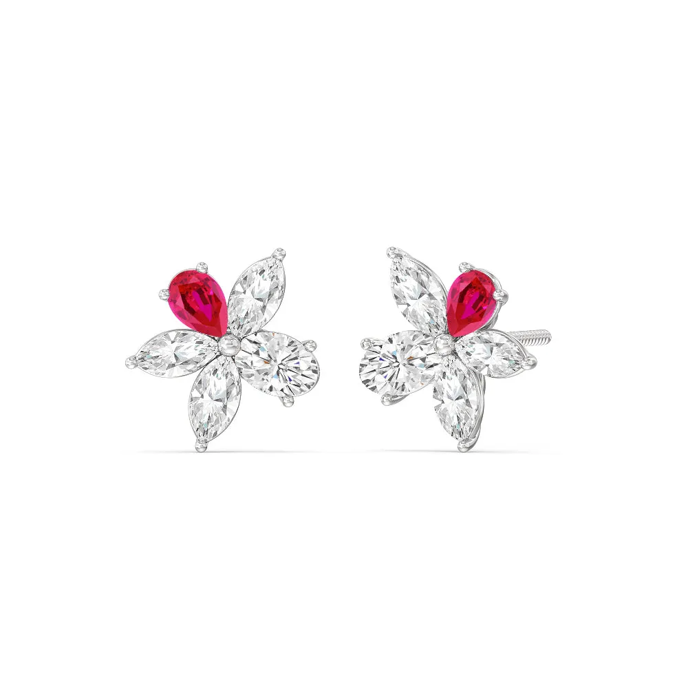 Ruby Petal Plumeria Studs