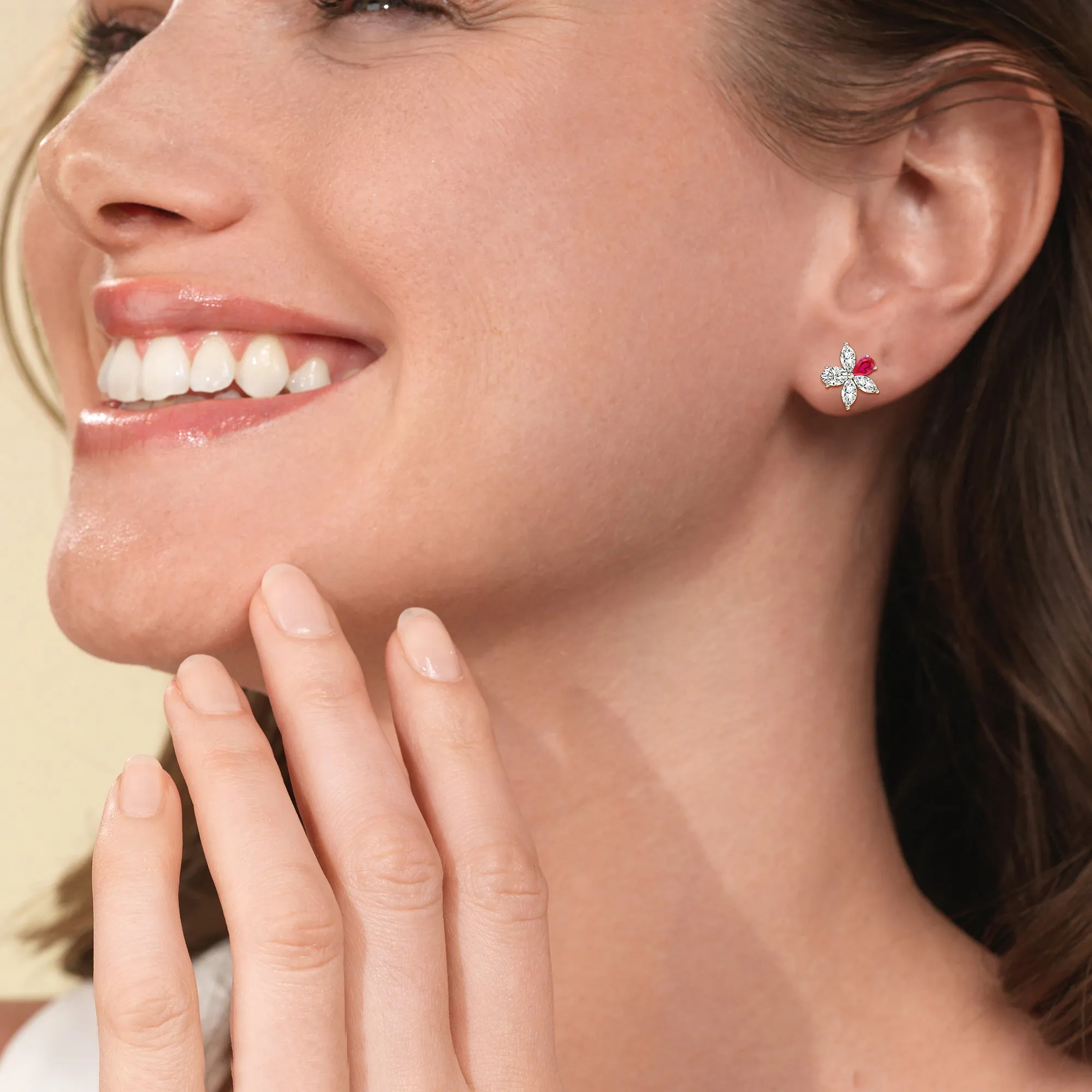 Ruby Petal Plumeria Studs