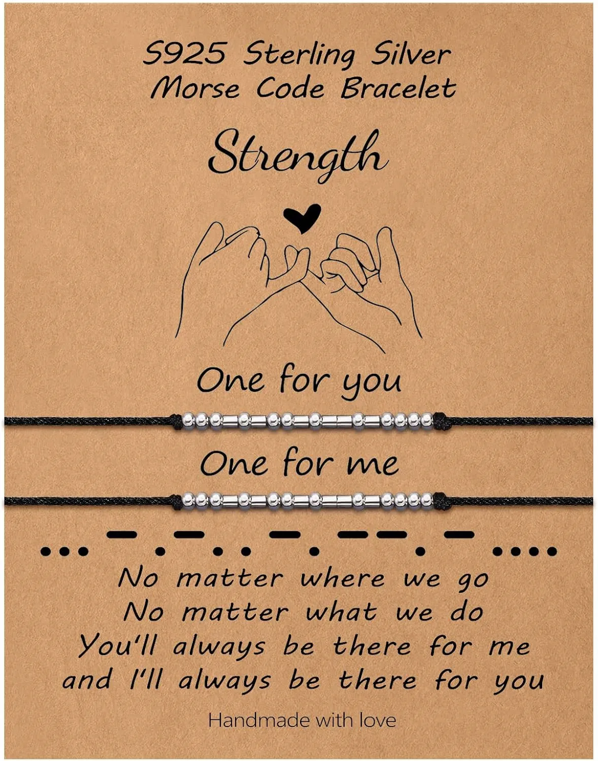S925 Sterling Silver Morse Code Bracelets for Women, 2pcs Morse Code Bracelets Set Pinky Promise Matching Bracelets for Couples Friends Friendship Bracelets Valentine's Day Birthday Gifts for Women
