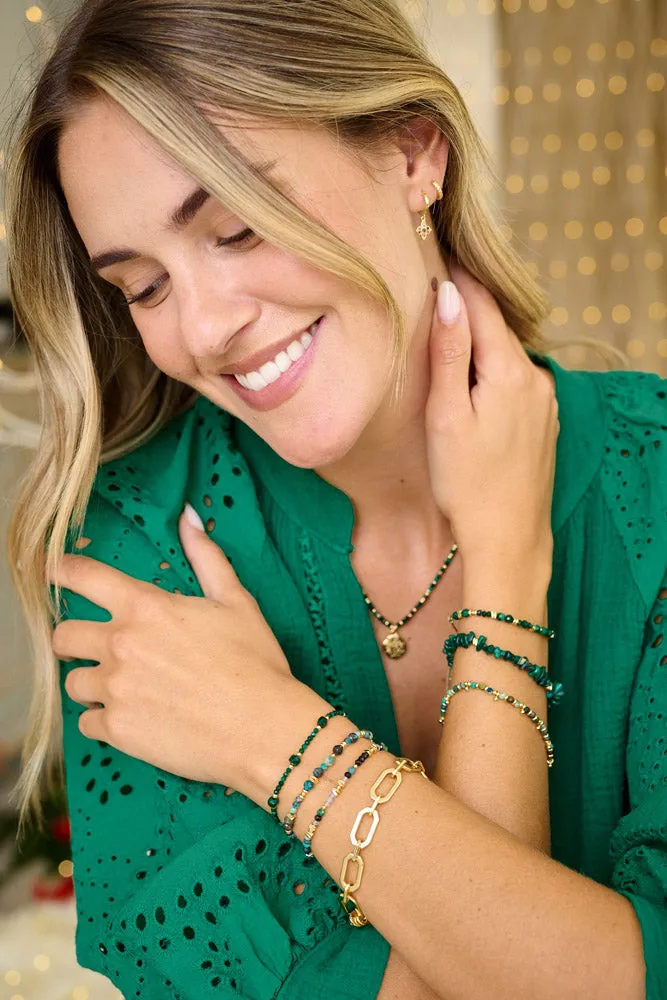 Sana Gold Beaded Azurite Crystal Bracelet