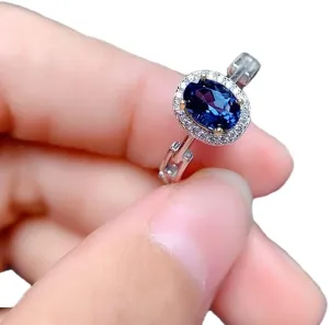 Sapphire Rings for Women Halo Diamond Oval Engagement Rings September Birthstone Ring for Ladies Birthday Gifts Christms Gifts for Women