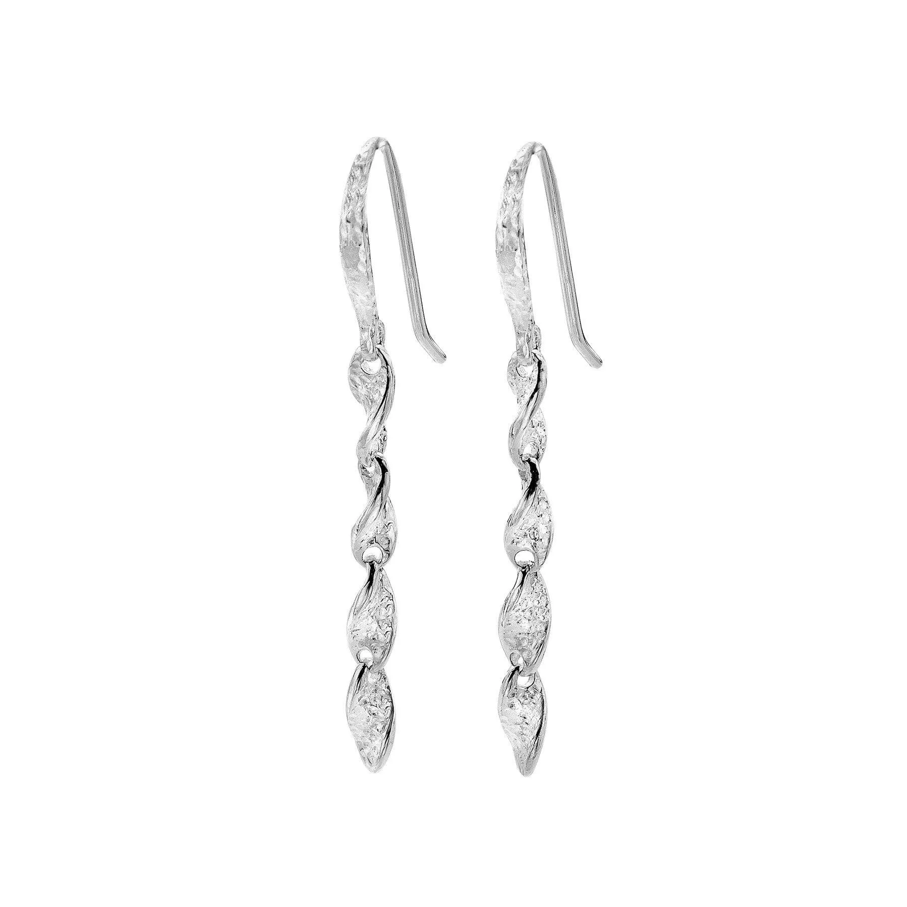 Sea Gems Silver Hammered Twist Earrings
