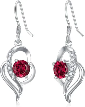 Seiyang 925 Sterling Silver Birthstone Dangle Earrings for Women Birthday Anniversary Fine Jewelry for Women Girls