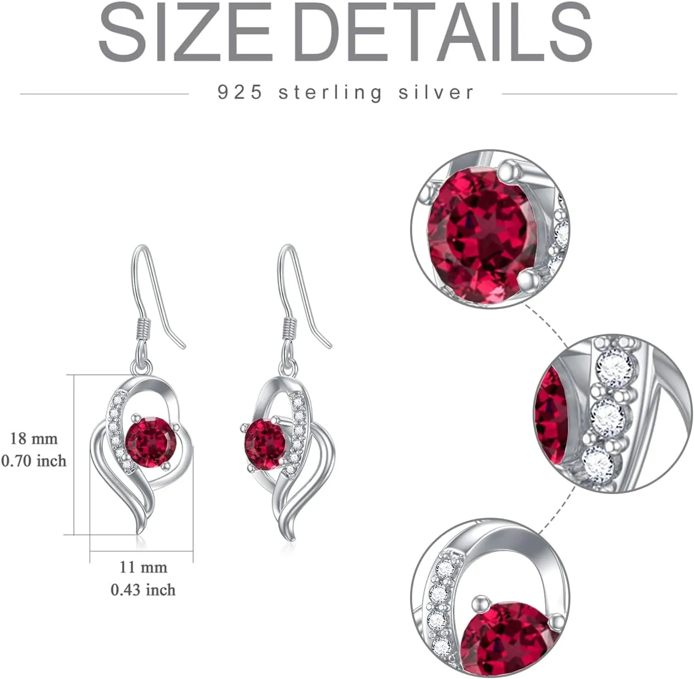 Seiyang 925 Sterling Silver Birthstone Dangle Earrings for Women Birthday Anniversary Fine Jewelry for Women Girls