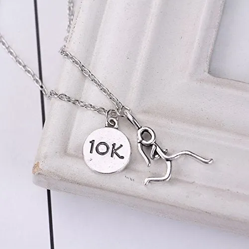 SEXY SPARKLES Stick Figure Running Girl Necklace 10k Sports run runner jewelry