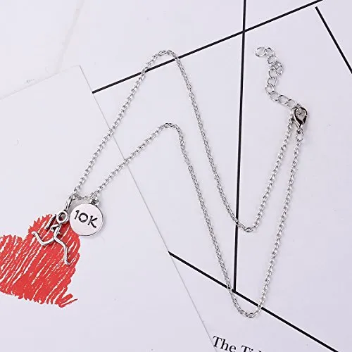 SEXY SPARKLES Stick Figure Running Girl Necklace 10k Sports run runner jewelry