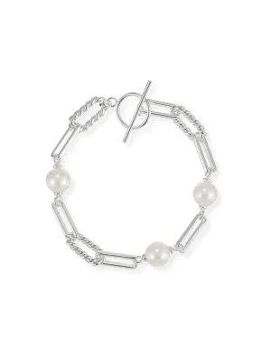 She's Spicy Pearl Chain Link Bracelet in Silver