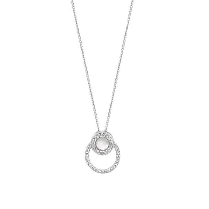 Silver & Co Mother of Pearl Double Circle Cubic Zirconia Pendant SPG0070