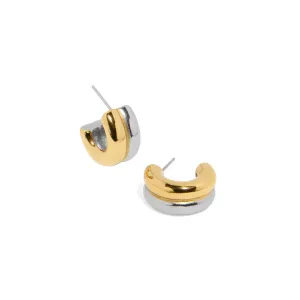 SILVER & GOLD DOUBLE BOLD EARRINGS