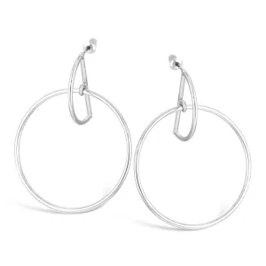 SILVER CIRCLE DROP STUD  EARRINGS #HNE88750SL
