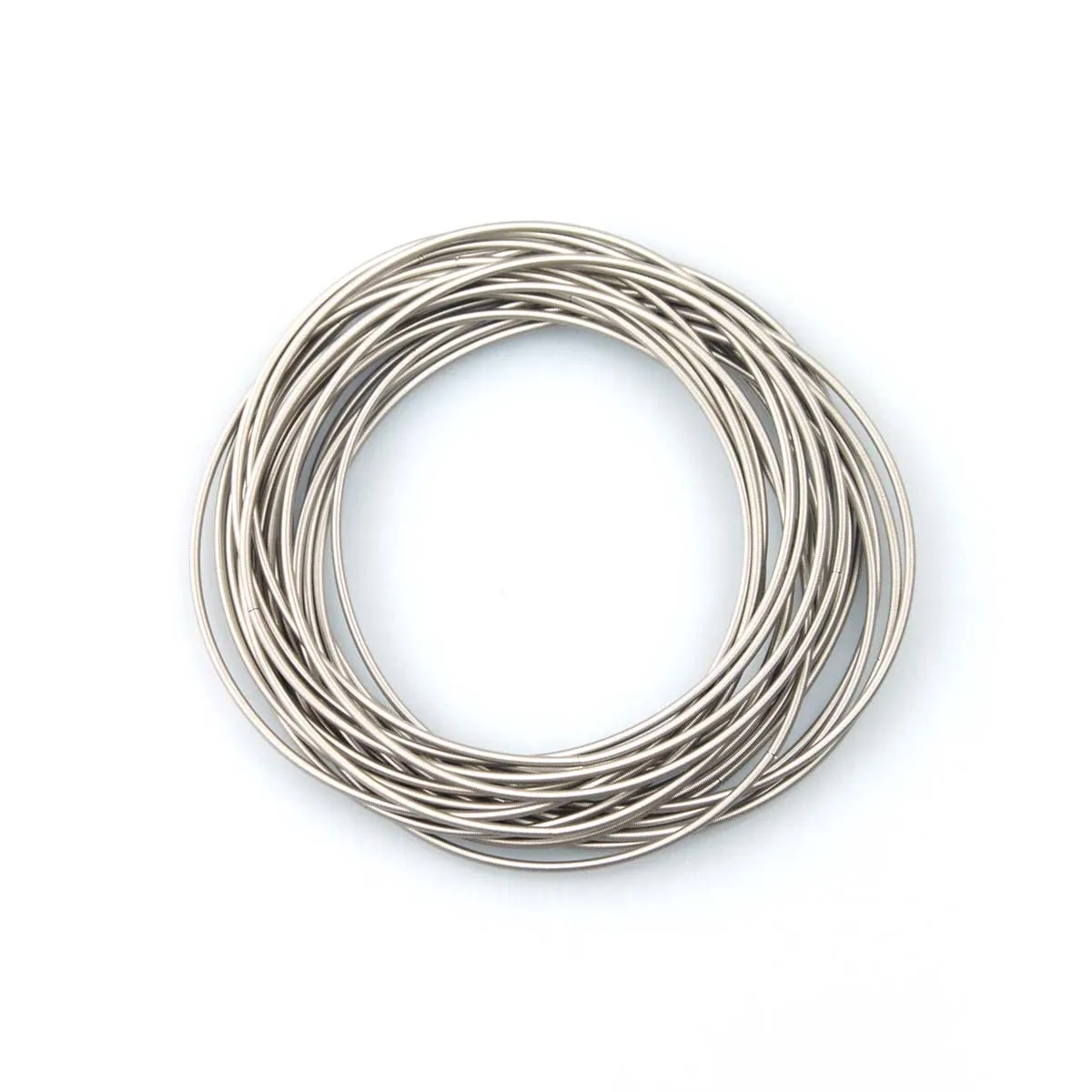 Silver Guitar String Spring Bracelets Stainless Steel Stackable Layered Set of 10 20 30 40 50 60 (Set of 20 strings)