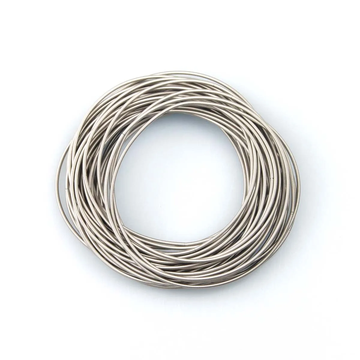 Silver Guitar String Spring Bracelets Stainless Steel Stackable Layered Set of 10 20 30 40 50 60 (Set of 20 strings)