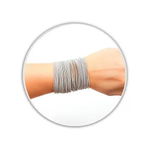 Silver Guitar String Spring Bracelets Stainless Steel Stackable Layered Set of 10 20 30 40 50 60 (Set of 20 strings)