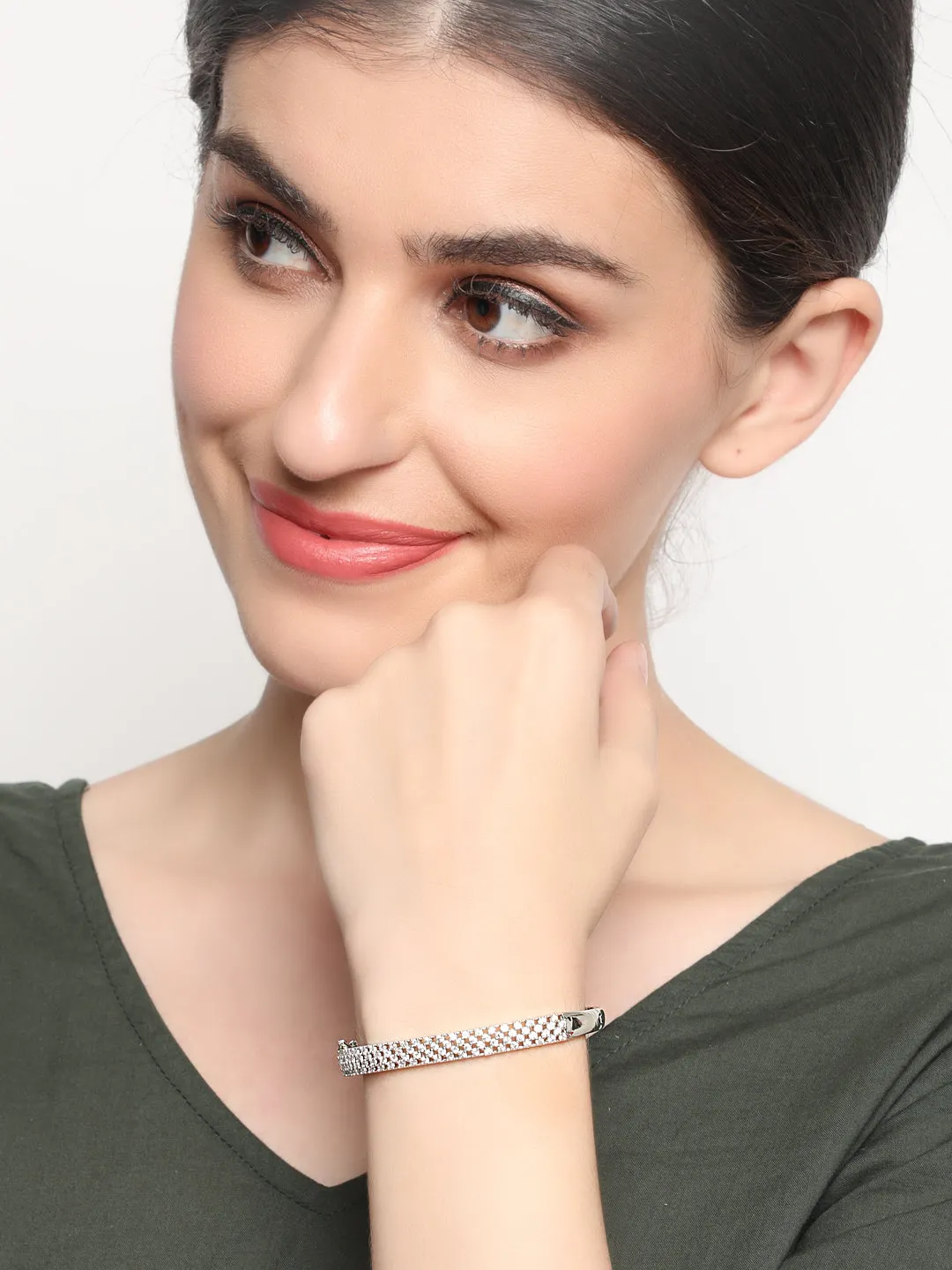 Silver Plated American Diamond Studded Bracelet