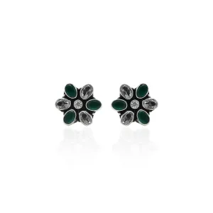 Silver White Green Gems Toe Rings